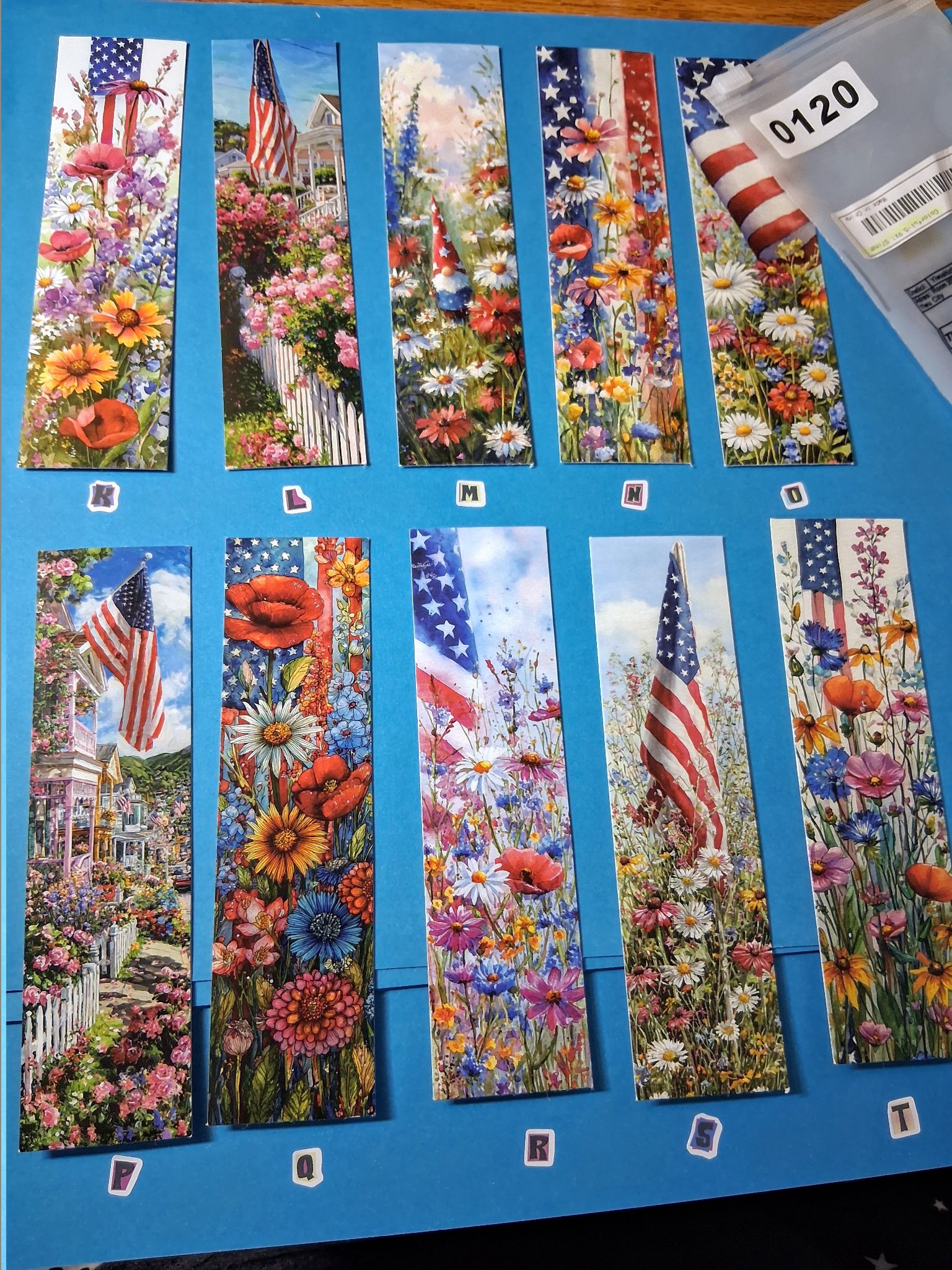 Patriotic Floral Bookmarks — INV 120 K-T (10 Designs)